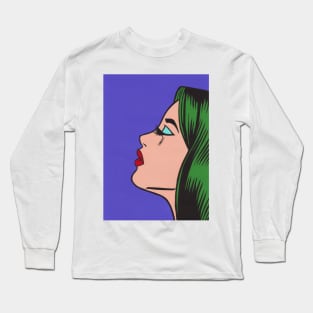 Green Hair Comic Girl Long Sleeve T-Shirt